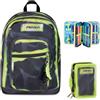 Seven Zaino Scuola FREETHINK, Doppio Scomparto, Nero, 34 L + Astuccio 3 zip SHADOWS OF COLOR, Nero, 45 pezzi, Elementari, Medie, Bambini, Ragazzi
