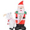 HOMCOM Babbo Natale Gonfiabile con Capretta e Luci LED Integrate per Esterno 135x85x180cm|Aosom