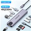 Lemorele Hub USB C 11 in 1 con HDMI 4K, Adattatore USB Tipo C, Porta 100W PD, RJ45 480Mbps, Slot SD/TF, Trasferimento Dati Veloce per Mac e Windows