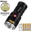 Alonefire Torcia tattica da 60W con 3 LED XHP50 da 6500k, super luminosa, ricaricabile USB, ad alta potenza per attività all'aperto come caccia, pesca, escursionismo e campeggio.