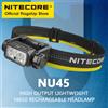 NITECORE NU45 USB-C faro ricaricabile 1700 lumen luce da lavoro per pista da pesca in esecuzione faro da trekking, costruito nel 18650 Batt