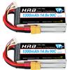HRB POWER Batteria Lipo HRB 4S 14,8 V 1300 mAh da 1/2 pezzi per quadricottero RC, elicottero, barca, auto, aereo