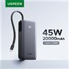 UGREEN 45W 20000mAh Cavo integrato di tipo C Power Bank per Samsung S25 Ultra PPS Batteria a ricarica rapida Caricabatteria esterno