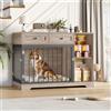 NONE Getone Mobili per Cani, Cestino per Cani in Legno 120 cm, Casetta per Cani da Interno, Gabbia per Cani XXL Porta a 2 Vie 2 cassetti 2 scomparti Credenza Bianco+Marrone 120x87x60 cm