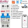 EARU Interruttore automatico intelligente WiFi Tuya EARU 2P, misuratore di corrente, tensione, kWh, energia, protezione, controllo remoto, timer, relè.