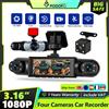 Podofo Dash Cam 3.16'' con quattro obiettivi HD, rilevamento del movimento, DVR per auto, videoregistratore per auto multilingue 150 ° Ampio Angolo di Visione