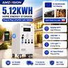 AMZVISION Stazione di Alimentazione Portatile 5000W LiFePO4 48V 100Ah 5Kwh 6000W con Inverter MPPT e Luce 18W-USB, Ingresso/Uscita AC EU, Ingresso PV, DISPONIBILITÀ EU