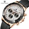 PAGANI DESIGN Cronografo da pilota militare con cronometro per uomo, orologio al quarzo di lusso con zaffiro VK63, orologi in silicone da uomo