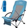 HiMISS Sedia da Spiaggia Pieghevole con Schienale Alto | Telaio in Acciaio Robusto | Tessuto a Rete Blu | 59,7x71,6x82 cm