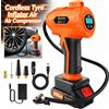 NONE Compressore d'aria portatile senza fili, gonfiatore per pneumatici ricaricabile 21V 1500mAh, pompa per pneumatici auto, 180PSI
