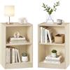 VASAGLE CUSTOS Collection - Set di 2, Comodino con Scomparti Aperti, Tavolino con Ripiano Regolabile, Doppio Uso, Facile Montaggio, Camera da Letto, Soggiorno, Travertino Beige/Bianco Nuvola