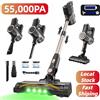 Lamzien Aspirapolvere Senza Fili V8MAX, 55KPA/50 Minuti di Autonomia, con Luce LED Verde, Spazzola Anti-Groviglio a V per Peli di Animali, Tappeti