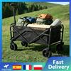 NONE Carrello Pieghevole da Spiaggia con Ruote per Tutti i Terreni e Maniglia Regolabile, Portabevande, Carrello Sportivo per Campeggio, Shopping e Giardino