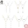 ORSA JEWELS Collana con Pendente a Goccia a Y in Argento Sterling 925 con Zirconi e Perle Naturali, Catena Lunga a Y, Gioielli Estivi alla Moda, Regalo BQ
