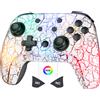 NONE Controller Wireless per Switch con 2 Pulsanti Programmabili Posteriori e Luci dal Design Cracked, Controller da Gaming da 1000 mAh per Switch/Lite/OLED, Controller Wireless Compatibile con