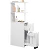EUGAD Mobiletto da Bagno Bianco con Cassetto e Ruote, Armadietto Laterale Stretto, Mobile Alto Multiuso Autoportante per Cucina