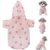 QALPOM Impermeabile Cane Taglia Piccola e Gatti, Mantellina Pioggia Leggera per Cuccioli 2-5kg, Giacca Impermeabile Regolabile in Poliestere, Protezione Outdoor, Rosa con Pesche, Taglia S