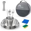 THTYBROS Set di utensili da cucina da campeggio, con piatti, ciotole, forchette, cucchiai, coltelli e sacchetto di risparmio