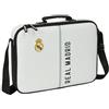 Safta - Zaino scolastico extrascolastico Real Madrid 1a squadra 24/25, tracolla regolabile e manico superiore foderato, cerniera con doppia maniglia, fondo semirigido rimovibile, misure 38 x 6 x 28 cm