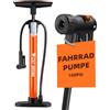 WESTGIRL Pompa ad aria per bicicletta per tutte le valvole - 11 bar / 160 Psi con manometro - Pompa da terra per bici da strada, e-bike, mountain bike - pompa per biciclette francesi e adattatori
