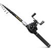 RNXRZANK Canna da Pesca Telescopica Lure Rod, Impugnatura a pistola, 1.6m | fibra di carbonio, design telescopico, 43cm chiusa, metallo, gomma, per outdoor, per principianti