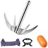 Plumaire 4 ganci di ancoraggio per stivali in erba marina, accessori, ganci di ancoraggio per stivali in erba marina, aperto 18 cm, con corda, avvolgitore e boa di ancoraggio, per la pulizia dell'erba