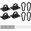 HOMPER Piastra oblunga in acciaio inossidabile 304 e 4 clip a moschettone | Marine Hardware - Gancio con 16 viti e tappi in plastica, colore: nero