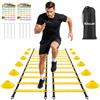 KJSUE Set di 2 Scale Agility da 6,1 m, Scala di velocità Regolabile da 12,2 m con 12 Coni, 8 picchetti, 1 Borsa per Il Trasporto, Trapano Parallelo per Calcio, Basket, Attrezzatura da Allenamento