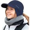 TOP-EX M/L/XL Berretto da baseball impermeabile da donna invernale con paraorecchie, coda di cavallo, berretto caldo con fodera in pile, da donna, per corsa, invernale, riflettente, M/L