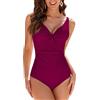 WIN.MAX Costumi da Bagno Interi per Donna Scollo a V Costume Intero Donna con Controllo della Pancia Monokini con arricciature, per Coppe da D a G