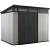 Keter Casetta da Giardino Artisan 9x7, Effetto legno spazzolato, Grigio, 6 m², 277x218x226H cm
