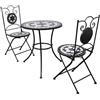 vidaXL Set da Bistrot 3 pz in Piastrelle di Ceramica Nero e Bianco