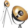 BAKAJI Lampada Piantana da Terra Design Moderno Industriale Struttura in Metallo Luce Lampadina E27 60 W con Paralume Girevole e Regolabile Base Treppiede Altezza 161cm Arredamento Casa Nero