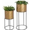 Relaxdays supporti per vasi 2er Set, 41x18 cm e 60x20 cm, metallo, nero/oro | per soggiorno e ingresso