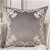 Aeckself Federa per cuscino con motivo floreale europeo, 50 x 50 cm, in velluto ricamato, decorativo, per divano, camera da letto, soggiorno, grigio e bianco