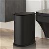Anzoymx Pattumiera da bagno in acciaio inox da 1,8 litri, con coperchio pop-up, cestino per rifiuti stretto in metallo, sottile, impermeabile, set per camera da letto, WC, ufficio (nero)