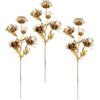 Flair Flower AST 021136GO - Mini ramo di cardo dorato metallizzato, set di 3 rami artificiali, decorazione natalizia, fiori invernali, fiori artificiali in plastica, 75 x 14 x 10 cm