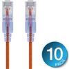 Monoprice Cavo patch Ethernet Cat6A UTP, 30 AWG, 10 G, in puro rame nudo, antigroviglio, RJ45, serie SlimRun, 0,9 m, arancione, confezione da 10