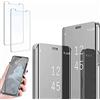 Ttianfa Custodia per Samsung A50 Cover specchio Flip Mirror cover a libro case,Vetro Temperato Supporto Antiurto stand Protective Clear View placcato traslucido PU Custodia Samsung A50,Argento