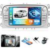 Zomolither 2+64G Android 15 Carplay Autoradio per Ford Focus II Mondeo S-Max C-Max Galaxy II MK2 Kuga, Nav Wireless Carplay Android Auto, Schermo da 7 Radio WiFi Bluetooth Mirror Link FM +Telecamera