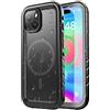 SPORTLINK Cover per iPhone 15 Impermeabile 360 Gradi Antiurto, Nero/Mag | Militare Protettiva Rugged Resistente Custodia Antipolvere Subacquea IP68 Waterproof, Fotocamera/Schermo Doppia Protezione