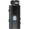 SUNSEATON Auricolare Bluetooth con Filo Retrattile, 50h Auricolar Senza Fili con Microfono, LED Power Display, IP65 Impermeabile, Doppia Connessione, Chip 6.0 (Nero)