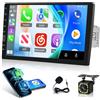 ETLFUCyber Autoradio 1 din con Carplay e Android Auto, 9 pollici Radio Touchscreen Supporto Bluetooth/EQ/FM Radio/Mirror Link/USB/SWC+Telecamera di Backup+Microfono