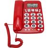 Goshyda Telefono con Filo da Tavolo, Memorizzazione del Numero ID Chiamante Display LCD Tasti di Scelta Rapida Suoneria Regolabile, con Pulsante Indicatore Telefono Fisso, per Anziani Casa Hotel(Rosso)
