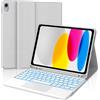 FOGARI Per iPad A16 11/10 Generazione 2025/2022 11/10.9 Pollici Cover Tastiera | Custodia Tastiera Bluetooth Rimovibile con Retroilluminazione 7 colori e Touchpad, Keyboard Wireless Portatile, Grigio