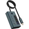 ICY BOX IB-HUB1454-C31 USB 3.2 Gen 1 (3.1 Gen 1) Type-C 10000 Mbit/s Blu, Grigio, Hub USB - 61062