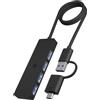 ICY BOX IB-HUB1424-C3 USB 3.2 Gen 1 (3.1 Gen 1) Type-A + Type-C 5000 Mbit/s Nero, Hub USB - 61060