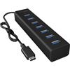 ICY BOX IB-HUB1700-C3 USB 3.2 Gen 1 (3.1 Gen 1) Type-C 5000 Mbit/s Nero, Hub USB - 60257