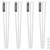HOLZBRINK 4x gamba da tavolo in metallo con 3 aste Hairpin,Gamba con asta tripla per mobili, tavolo, 50 cm, Bianco Traffico, HLT-13A-50-9016