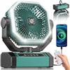 Orteen Ventilatore portatile ricaricabile - Ventilatore da campeggio da 22,9 cm per tenda, 24000 mAh (60 ore) ventilatore a batteria per campeggio, ventola senza fili con oscillazione automatica, ventilatore